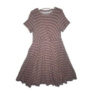 Torrid Mauve Pink Aztec print Waist Overlap Midi Dress Short Sleeve Size L